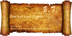 Bartalics Timur névjegykártya